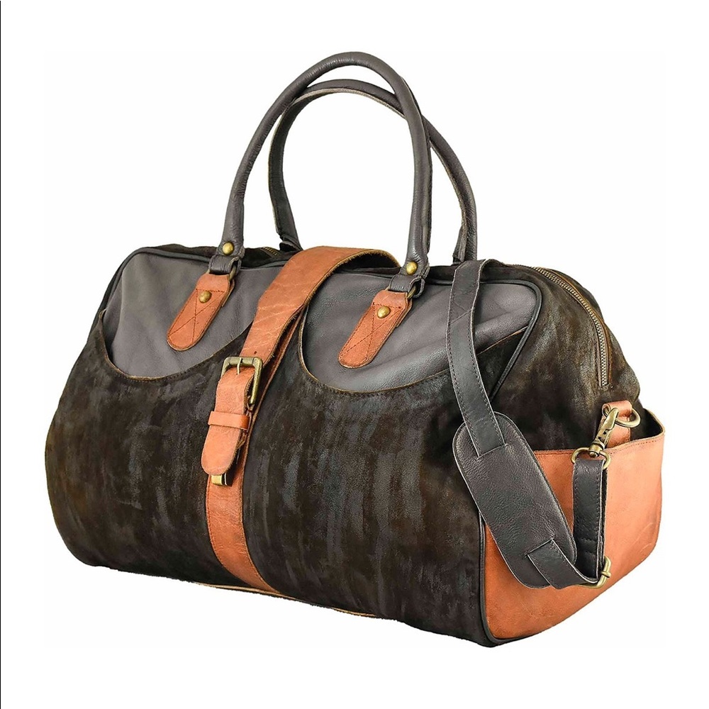 Vintage Addiction Suede & Leather Travel Bag - Picture 1 of 5